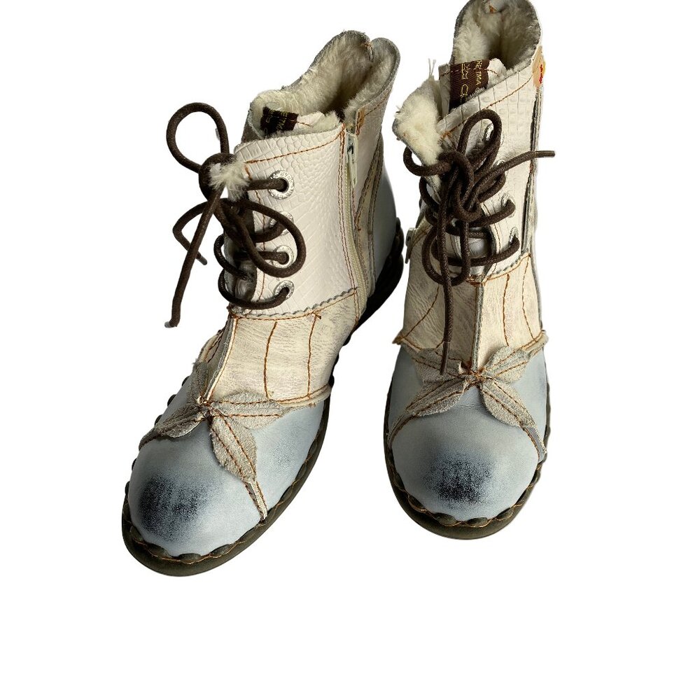 TMA Eyes patchwork warm winter sherpa lined boots USA 8 EUR 39